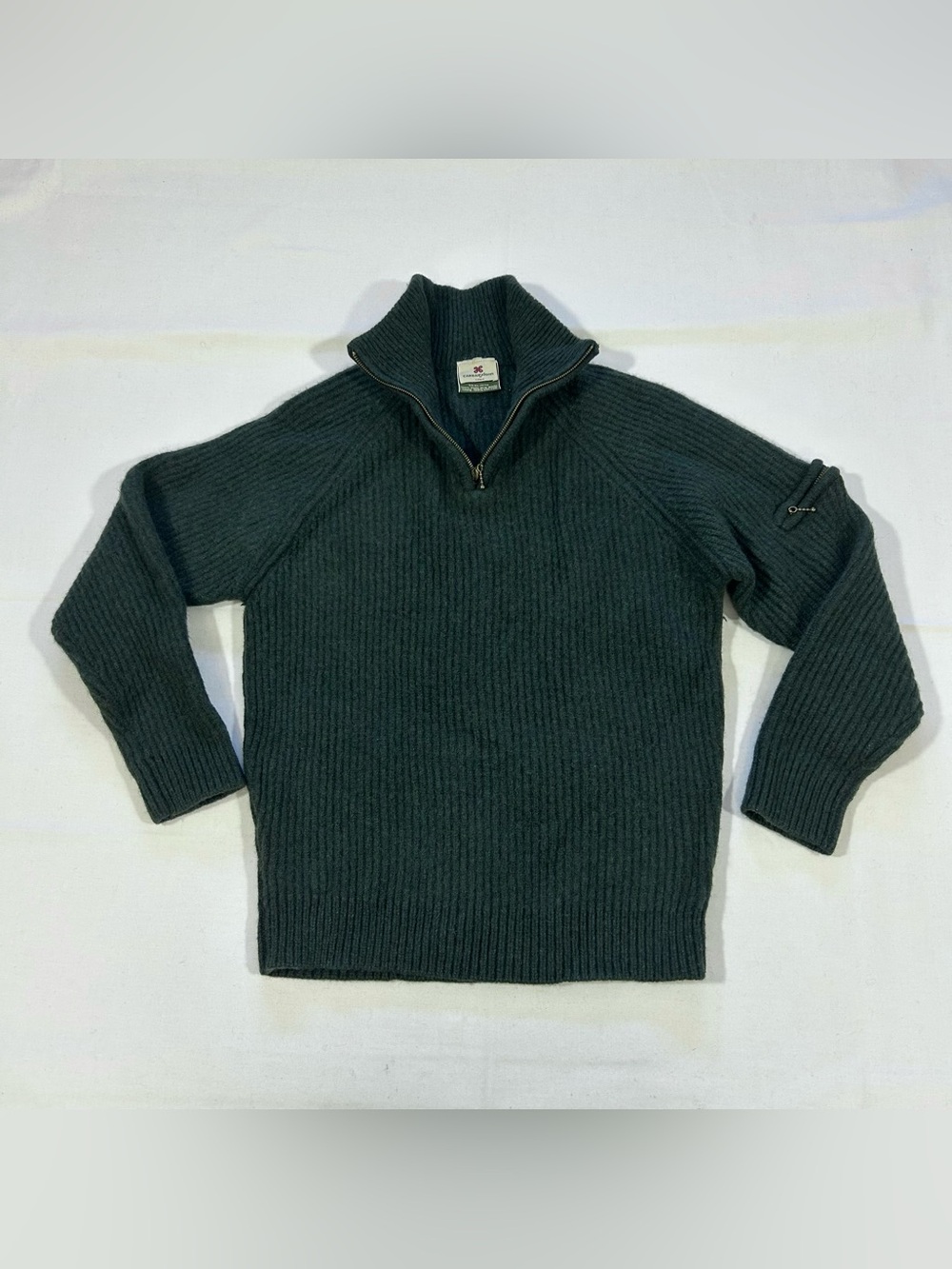 Vintage Carraig Donn Ireland Men’s XL 1/4 Zip Sweater Pull Wool Ribbed Green